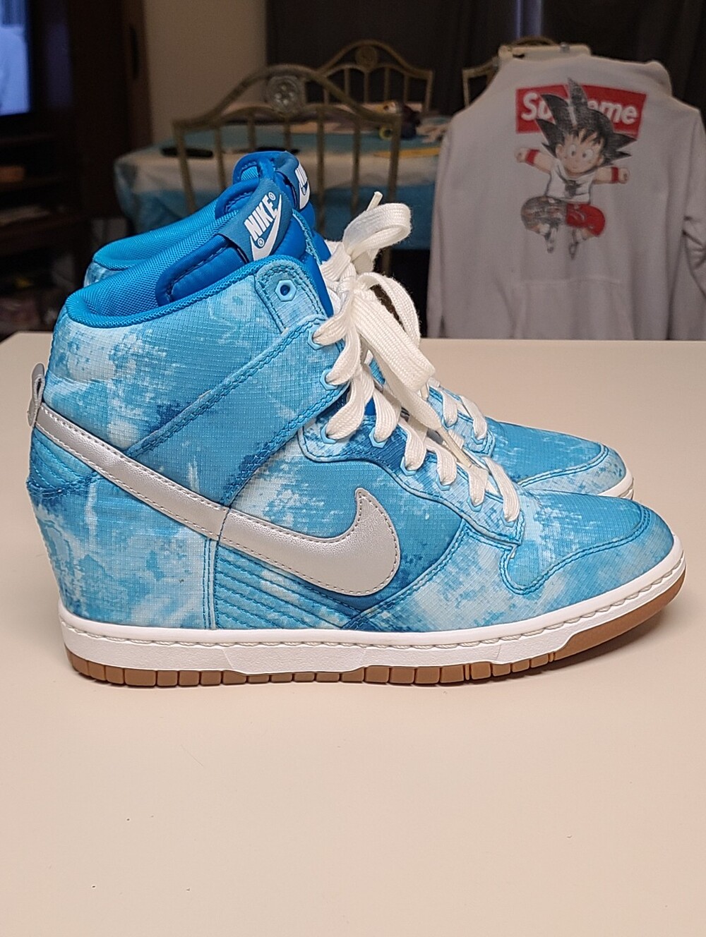 Nike Dunk Sky Hi Clearwater print casual wedge skateboard sneakers size 8 - Picture 7 of 9